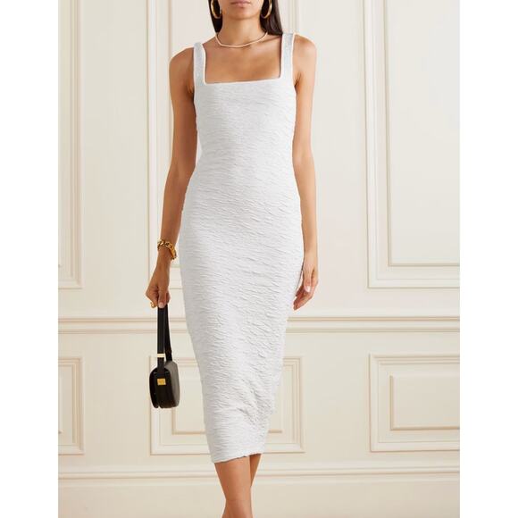Good American Dresses & Skirts - Good American  Scrunchie Cloqué Midi Tank Bodycon Dress | Sz 4, XL Ivory New